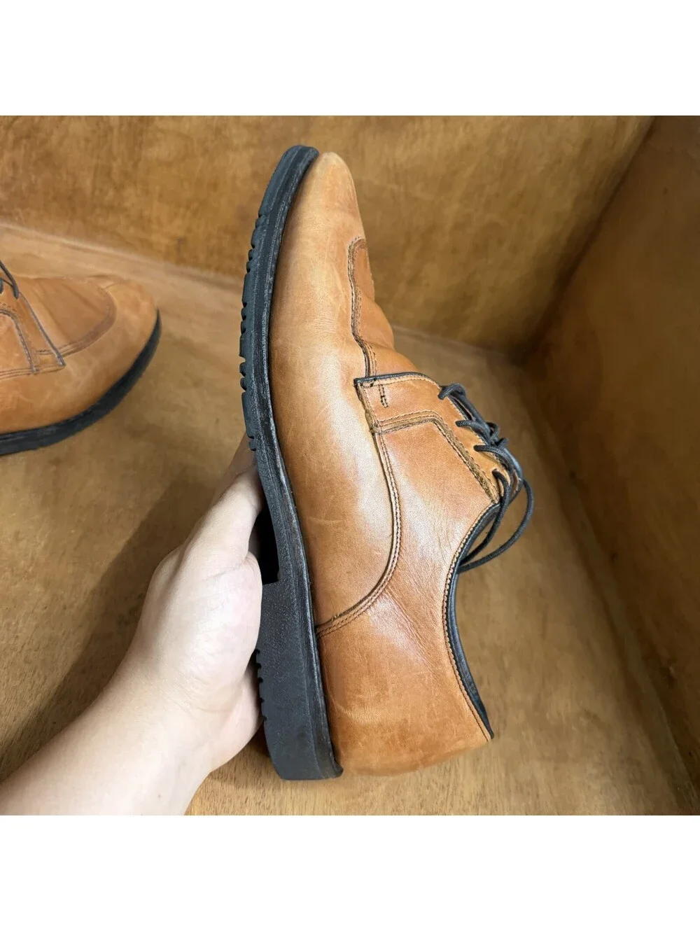 Allen Edmonds Malone Shoes Mens 11 D Brown Leather Split Toe Casual Derby USA